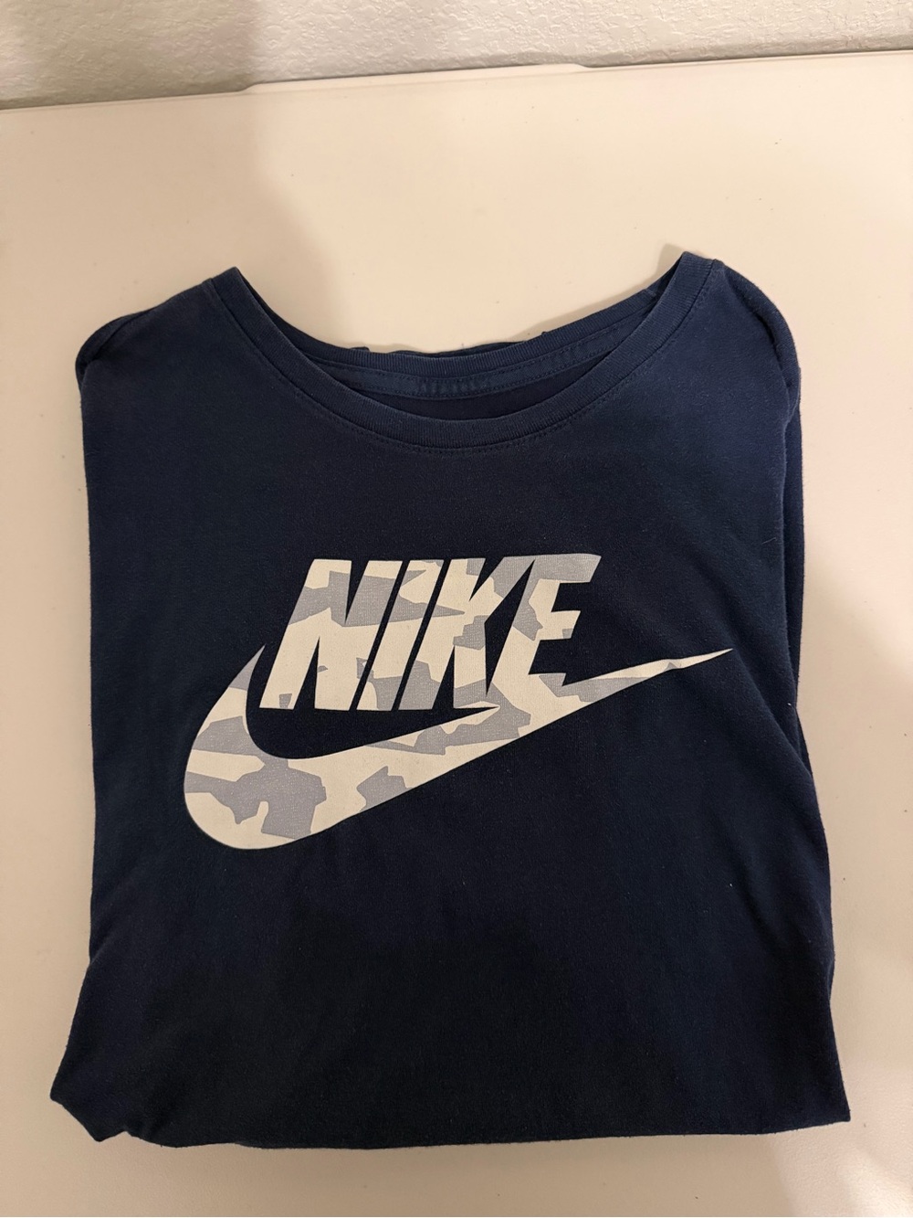 Nike Navy Short Sleeve Tee with Gray Camo Logo